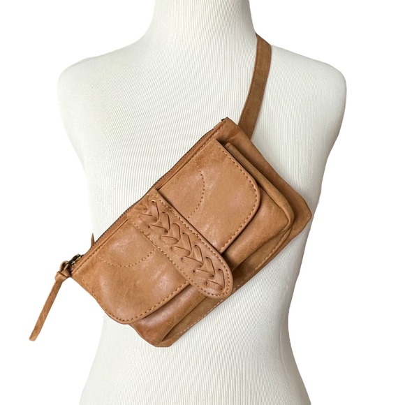 Francesca's Collections Bags Tan Faux Leather Crossbody Bag Fanny Pack Waist Bag Poshmark
